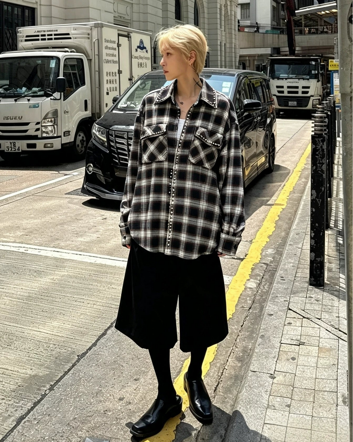 パールオーバーチェックシャツ10129